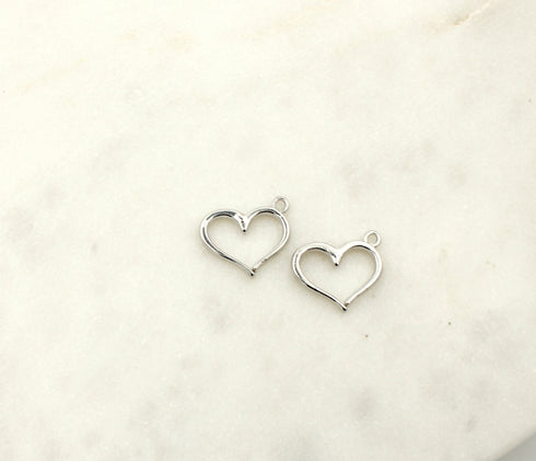 Shiny Silver Heart Charms, Heart, Silver Plated Findings, Puffed Heart charms, Heart Pendant, silver charm, 16mm x 13mm, sold as 5 pieces.